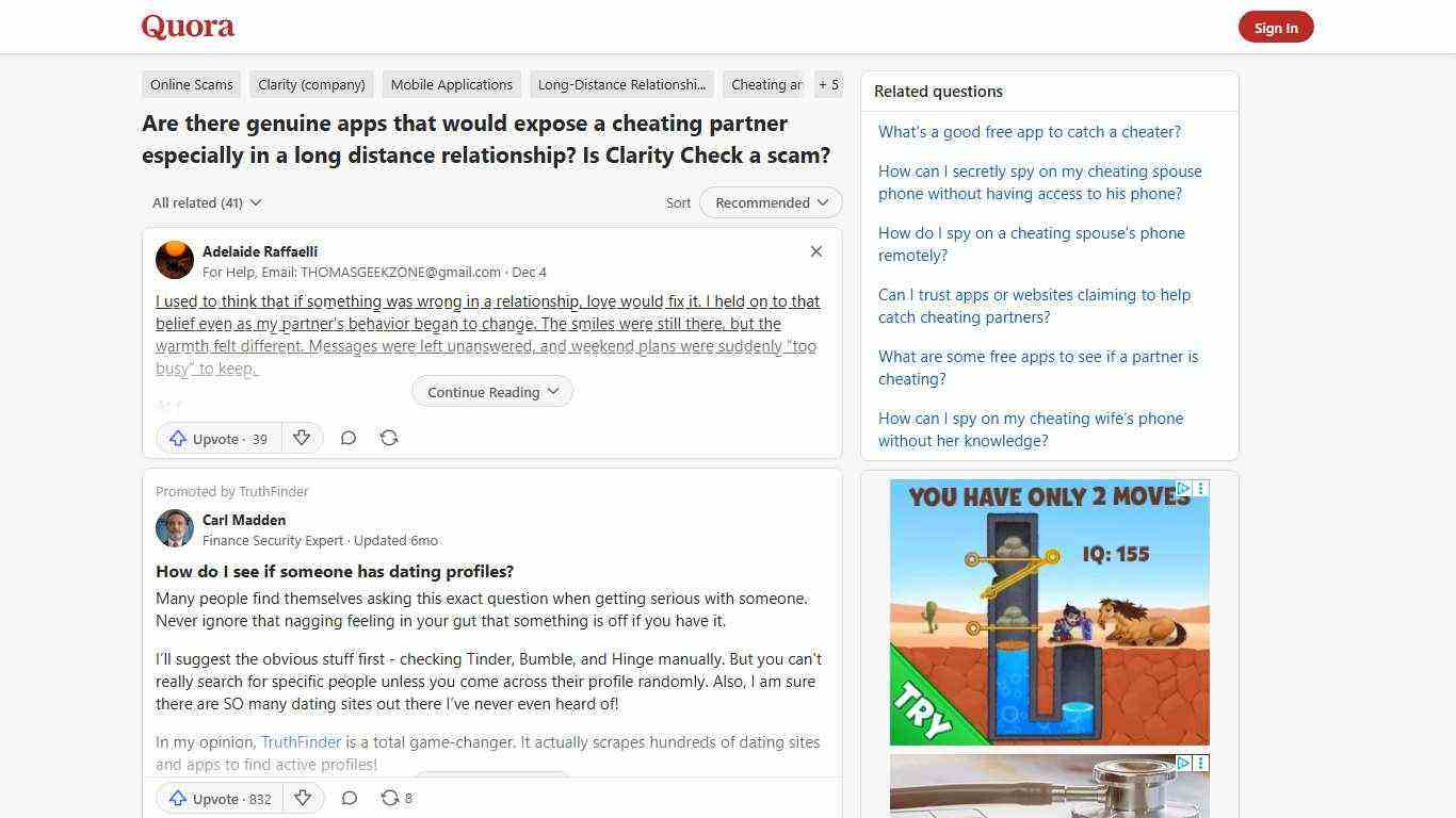 Are there genuine apps that would expose a cheating partner especially in a long distance relationship? Is Clarity Check a scam? - Quora